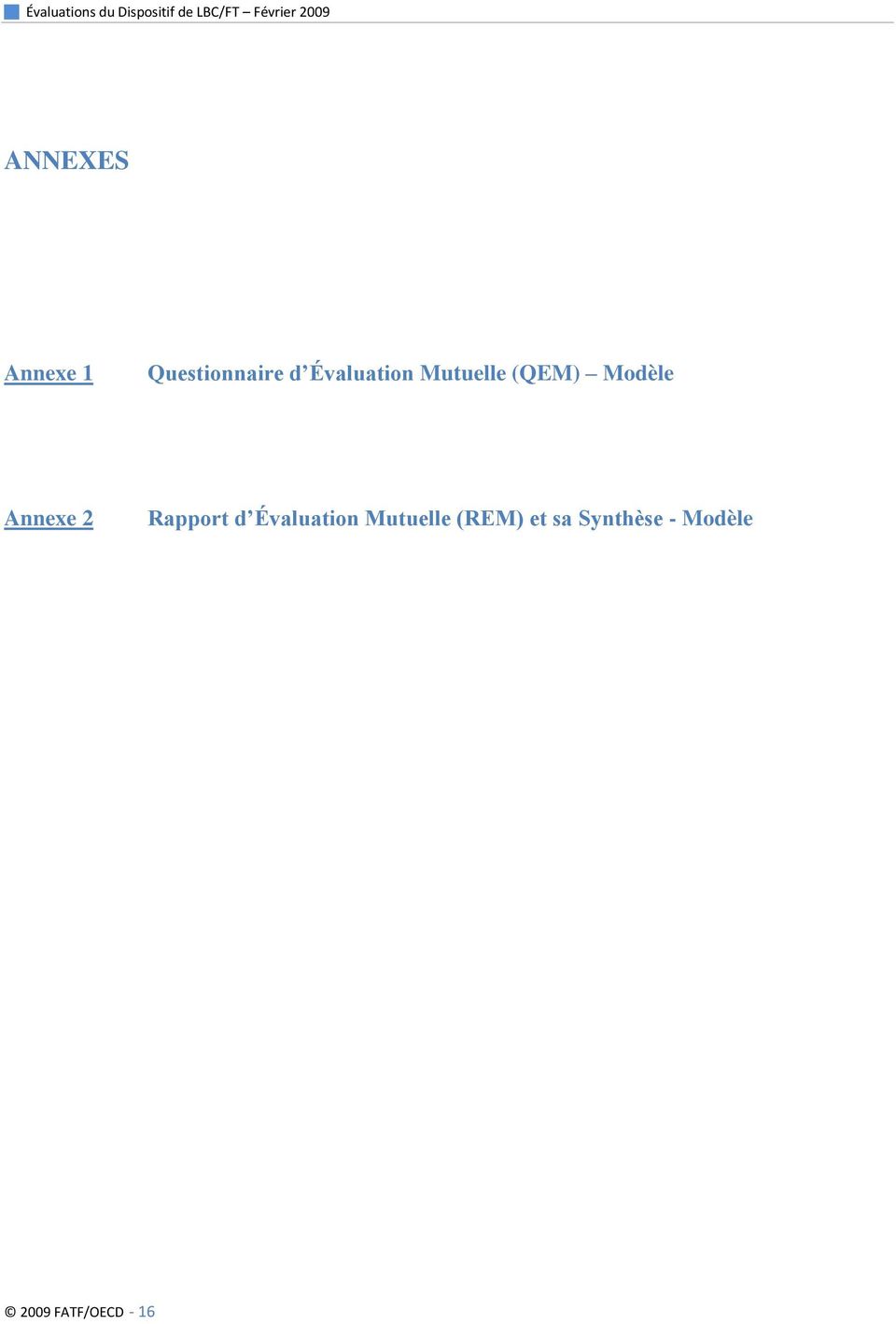 Mutuelle (QEM) Modèle Annexe 2 Rapport d