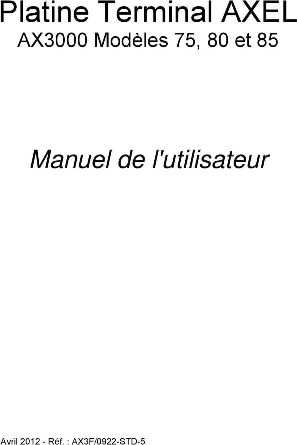 Manuel de l'utilisateur