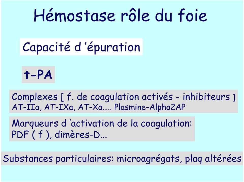 . Plasmine-Alpha2AP Marqueurs d activation de la coagulation: PDF