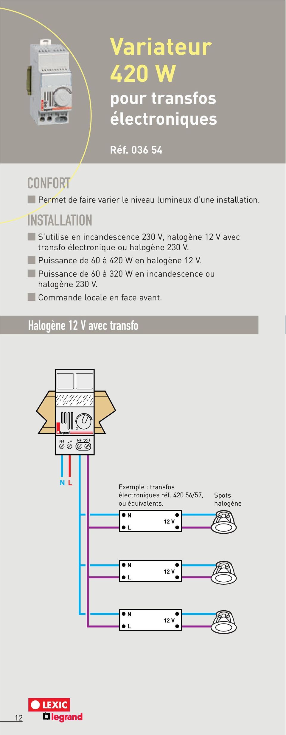 ISTAATIO S utilise en incandescence 230 V, halogène 12 V avec transfo électronique ou halogène 230 V.