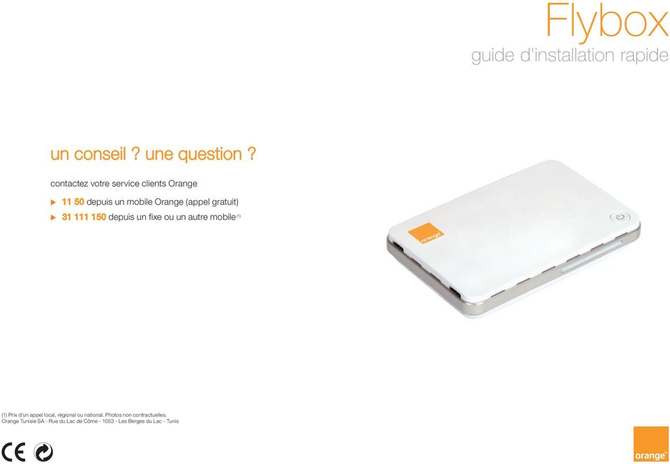 Flybox. guide d'installation rapide. contactez votre service clients Orange  - PDF Free Download