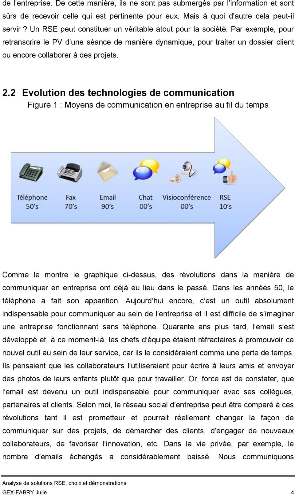 2 Evolution des technologies de communication Figure 1 : Moyens de communication en entreprise au fil du temps Comme le montre le graphique ci-dessus, des révolutions dans la manière de communiquer