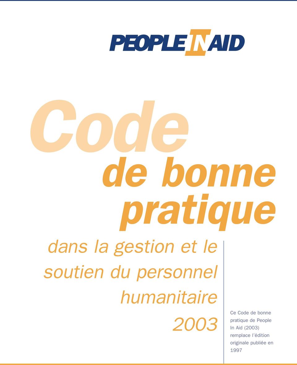 2003 Ce Code de bonne pratique de People In Aid