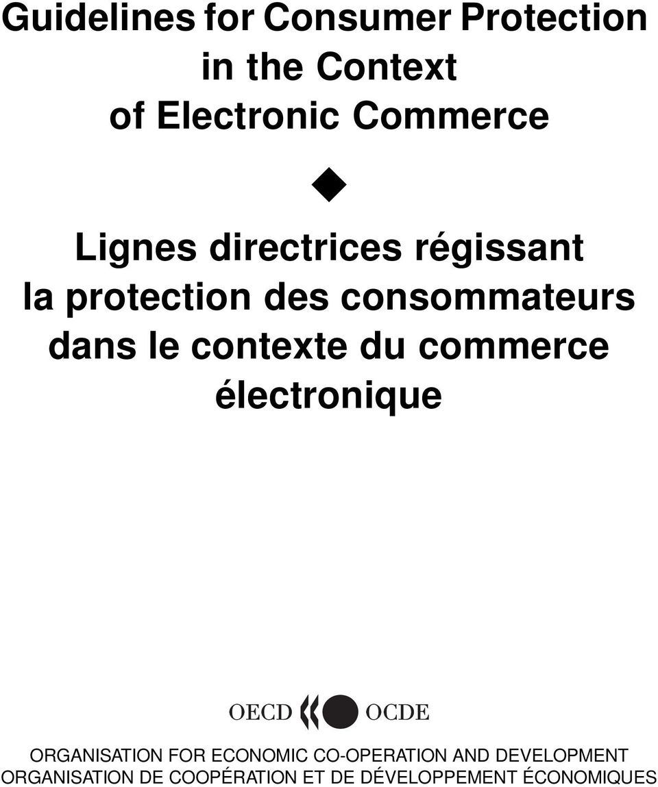 contexte du commerce électronique ORGANISATION FOR ECONOMIC CO-OPERATION