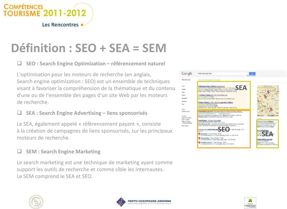 SEA SEA : Search Engine Advertising liens sponsorisés Le SEA, également appelé «référencement payant», consiste à la création de campagnes de liens sponsorisés, sur les principaux