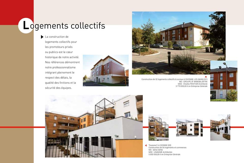 Construction de 32 logements collectifs & sociaux à DIVONNE-LES-BAINS (01) MO : GROUPE 3F IMMOBILIER RA MOE : Charles PENTHER Architecte 3 770 000,00