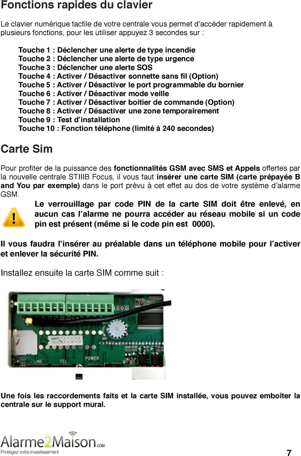 Alarme Sans Fil GSM + RTC FOCUS - PDF Téléchargement Gratuit