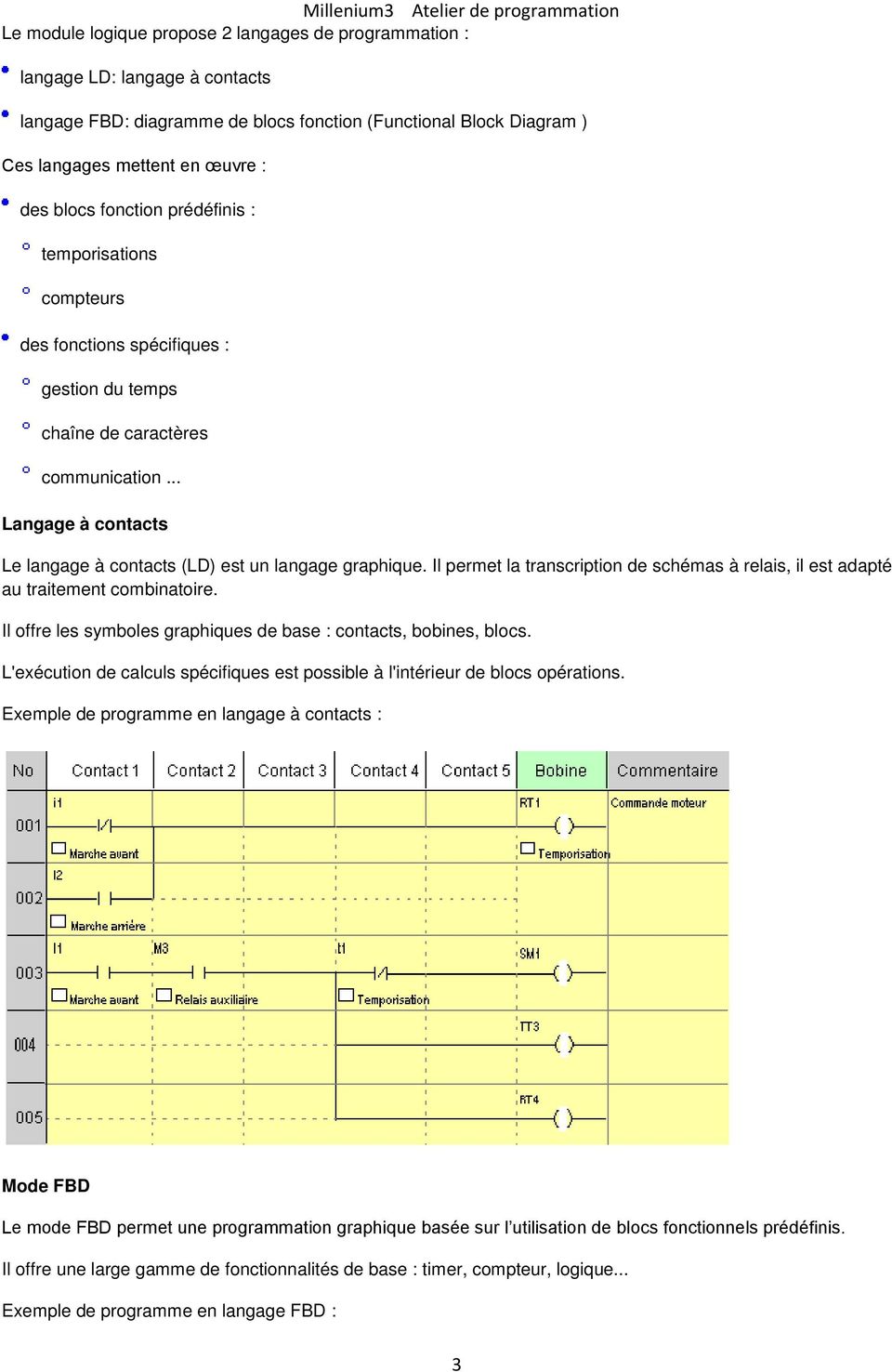 .. Langage à contacts Le langage à contacts (LD) est un langage graphique. Il permet la transcription de schémas à relais, il est adapté au traitement combinatoire.