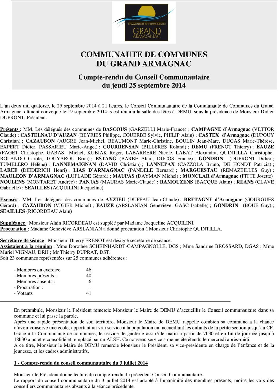 COMMUNAUTE DE COMMUNES DU GRAND ARMAGNAC - PDF Free Download