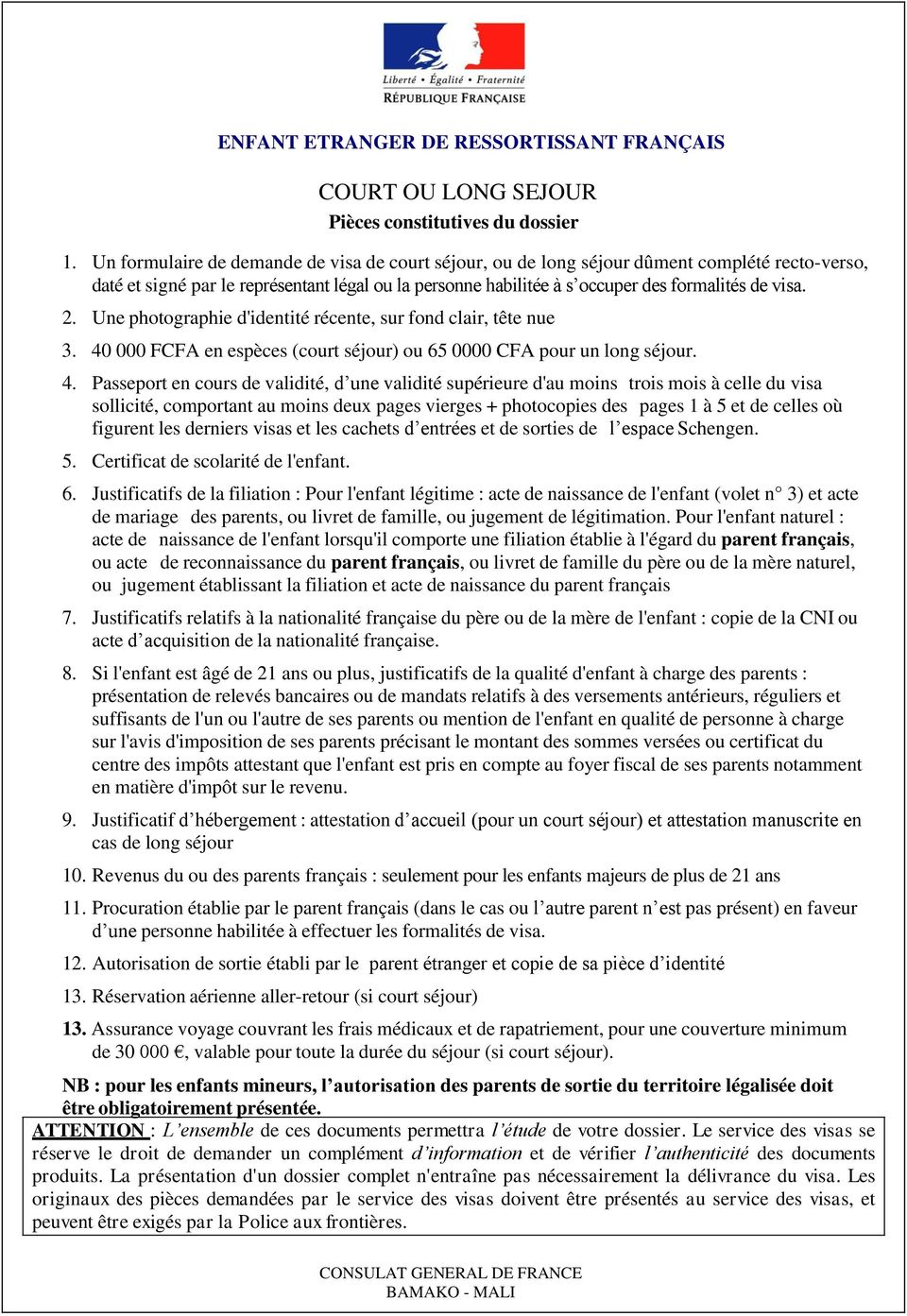 CONSTITUTION DES DOSSIERS DE DEMANDE DE VISA - PDF Téléchargement Gratuit