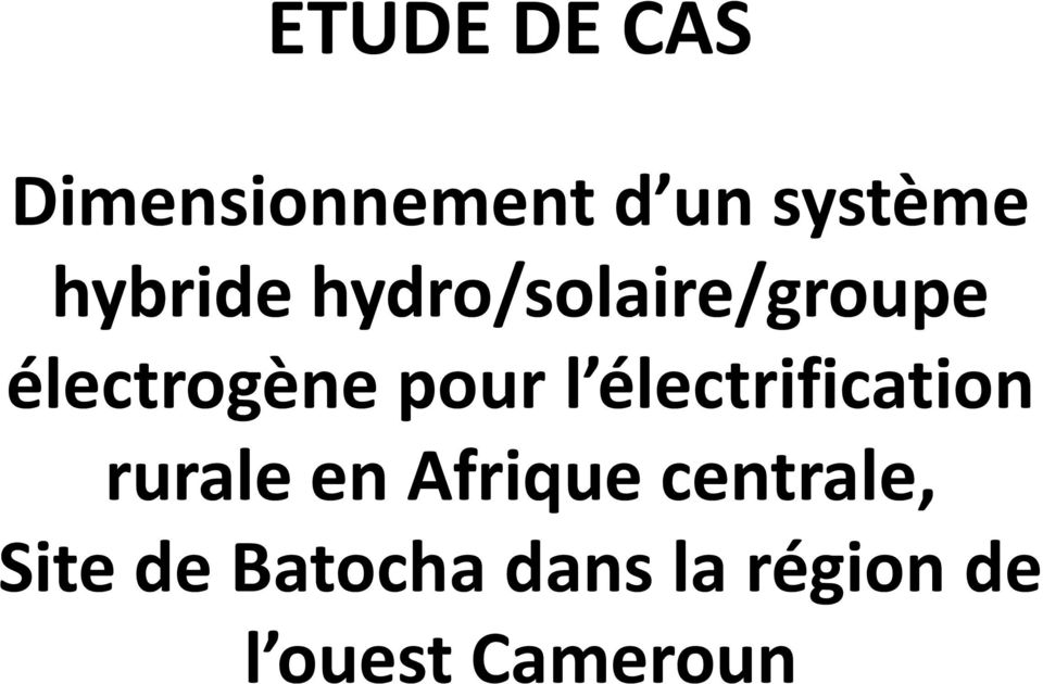 l électrification rurale en Afrique centrale,