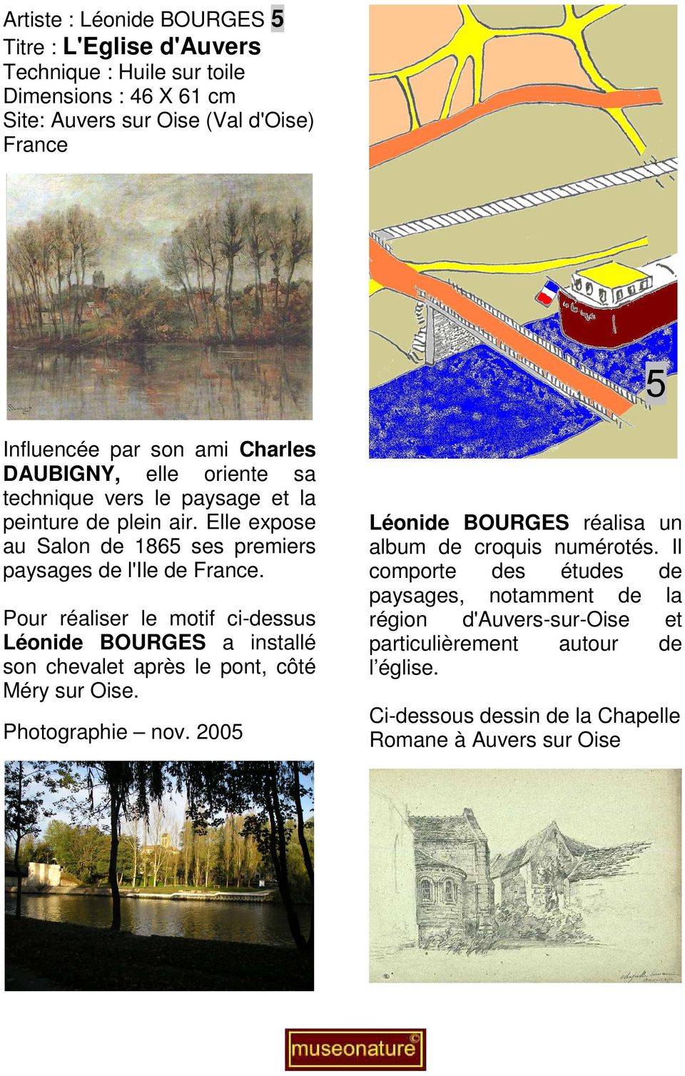 Pour réaliser le motif ci-dessus Léonide BOURGES a installé son chevalet après le pont, côté Méry sur Oise. Photographie nov.