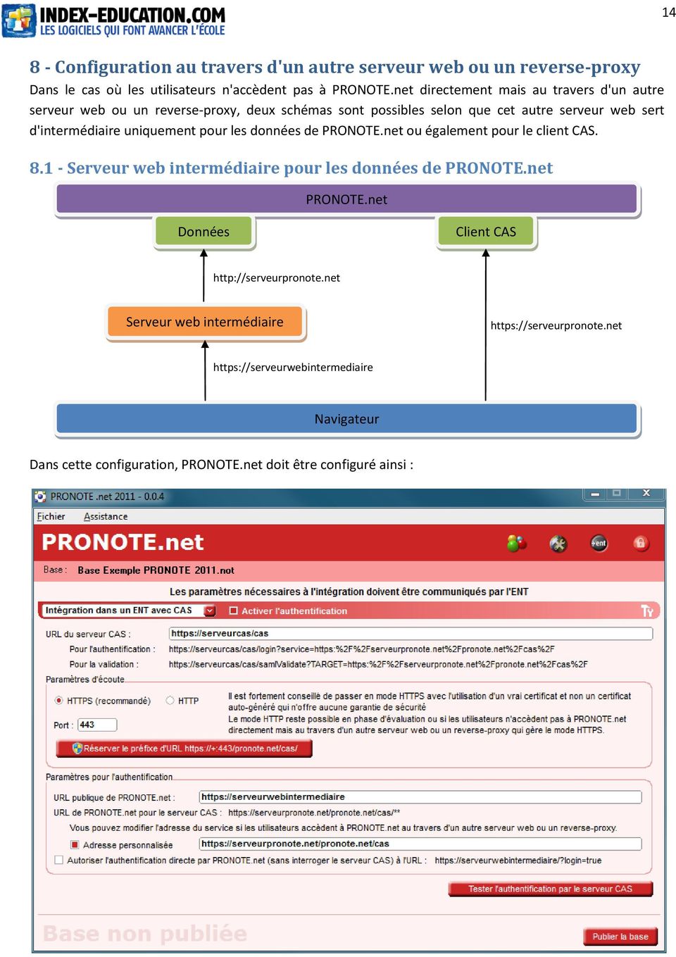 uniquement pour les données de PRONOTE.net ou également pour le client CAS. 8.1 - Serveur web intermédiaire pour les données de PRONOTE.net PRONOTE.