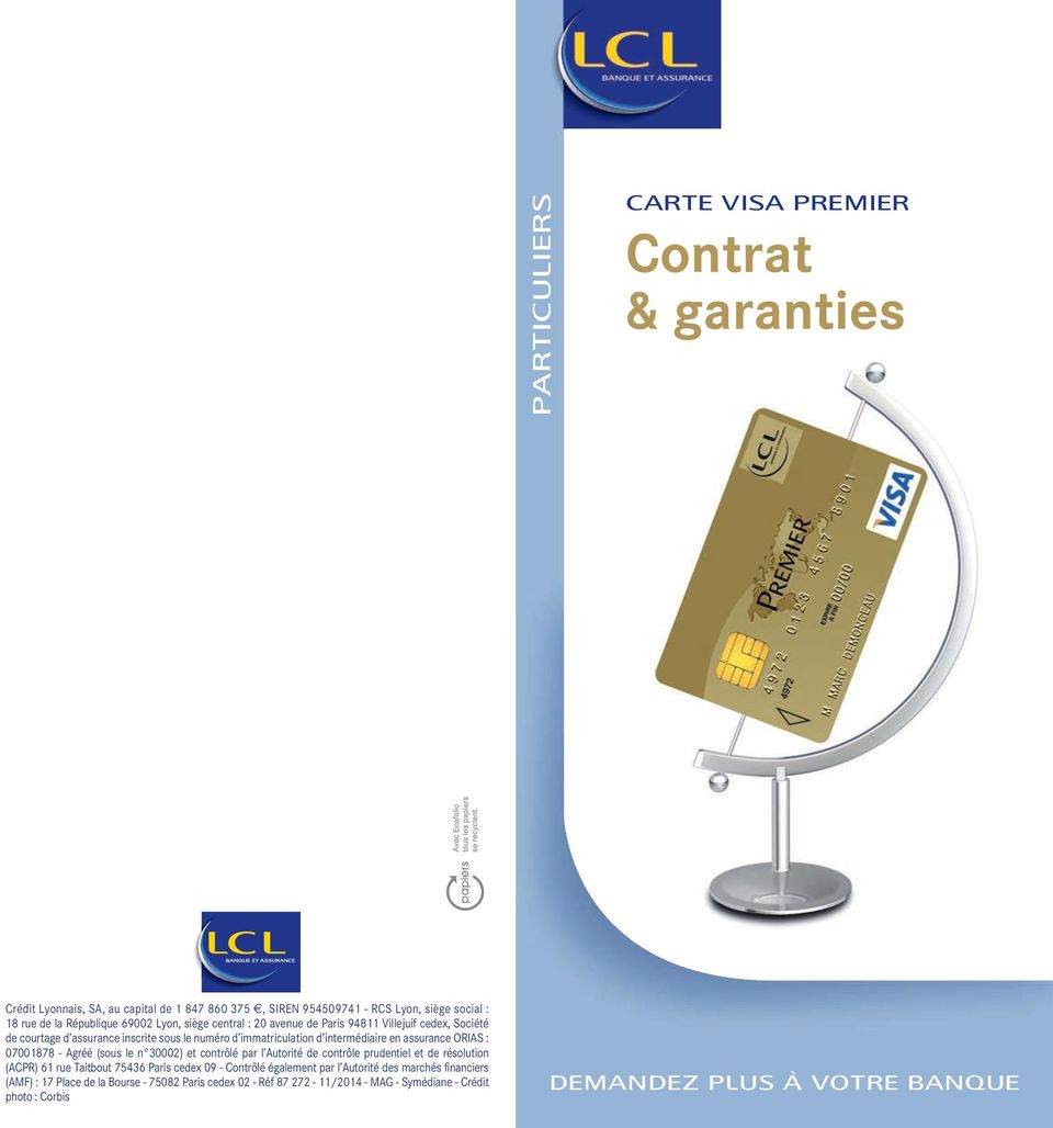 Contrat & garanties. particuliers CARTE VISA PREMIER. demandez plus à votre  BANQUE - PDF Téléchargement Gratuit