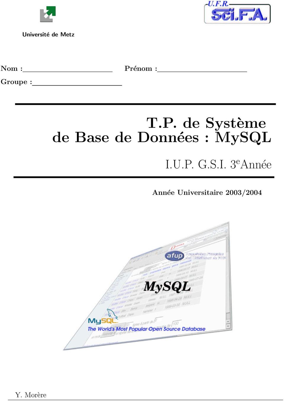 T.P. de Système de Base de Données : MySQL - PDF Free Download