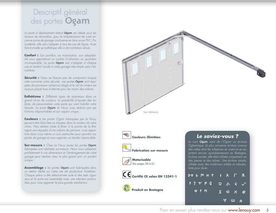 Porte de garage Ogam. Les autres portes de garage motorisées LE NOUY sont  disponibles dans le catalogue Portes de garage - PDF Free Download