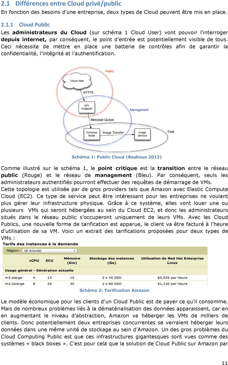 Schéma 1: Public Cloud (Basbous 2013) Comme illustré sur le schéma 1, le point critique est la transition entre le réseau public (Rouge) et le réseau de management (Bleu).
