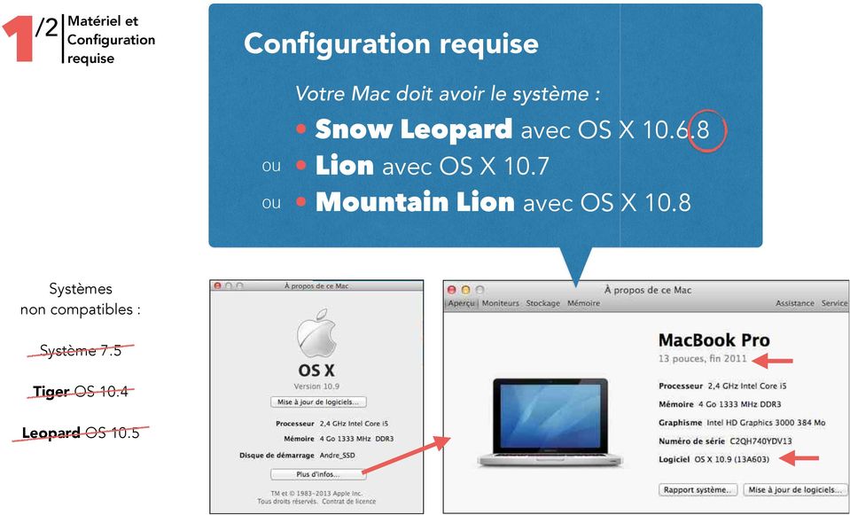 X 10.6.8 Lion avec OS X 10.7 Mountain Lion avec OS X 10.