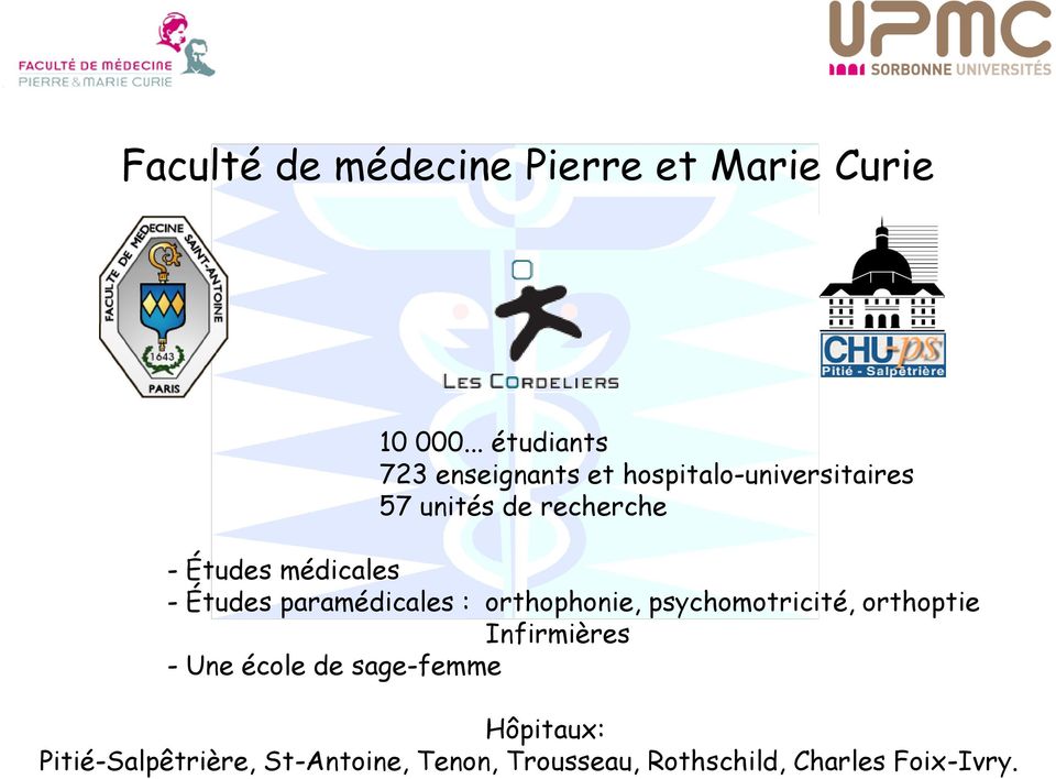 Études médicales - Études paramédicales : orthophonie, psychomotricité, orthoptie