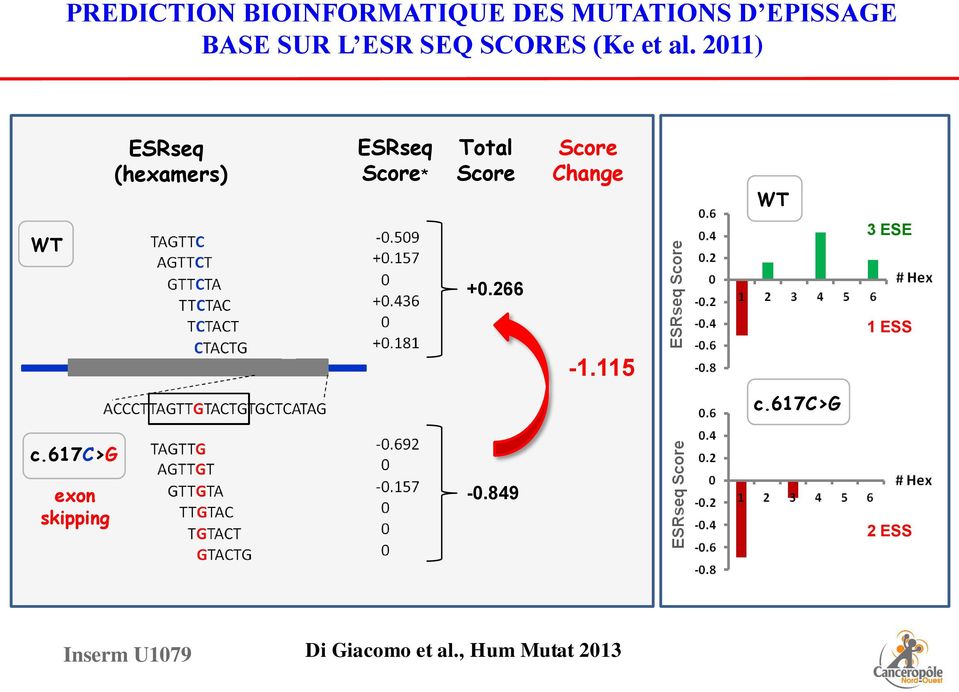 2011) ESRseq (hexamers) ESRseq Score* Total Score Score Change WT WT