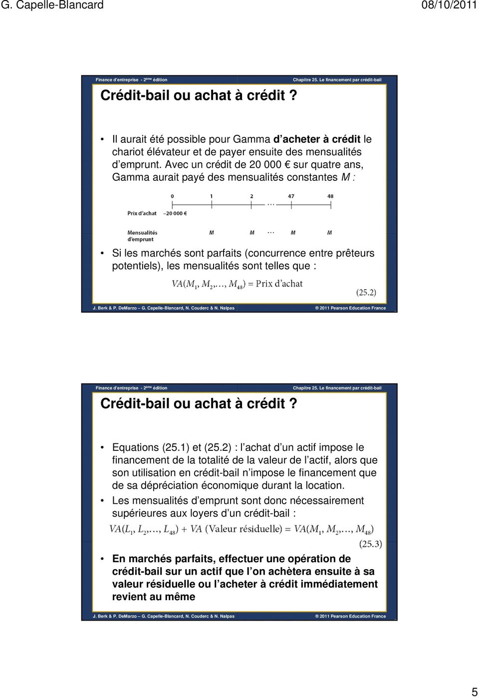 Crédit-bail ou achat à crédit? Equations (25.1) et (25.