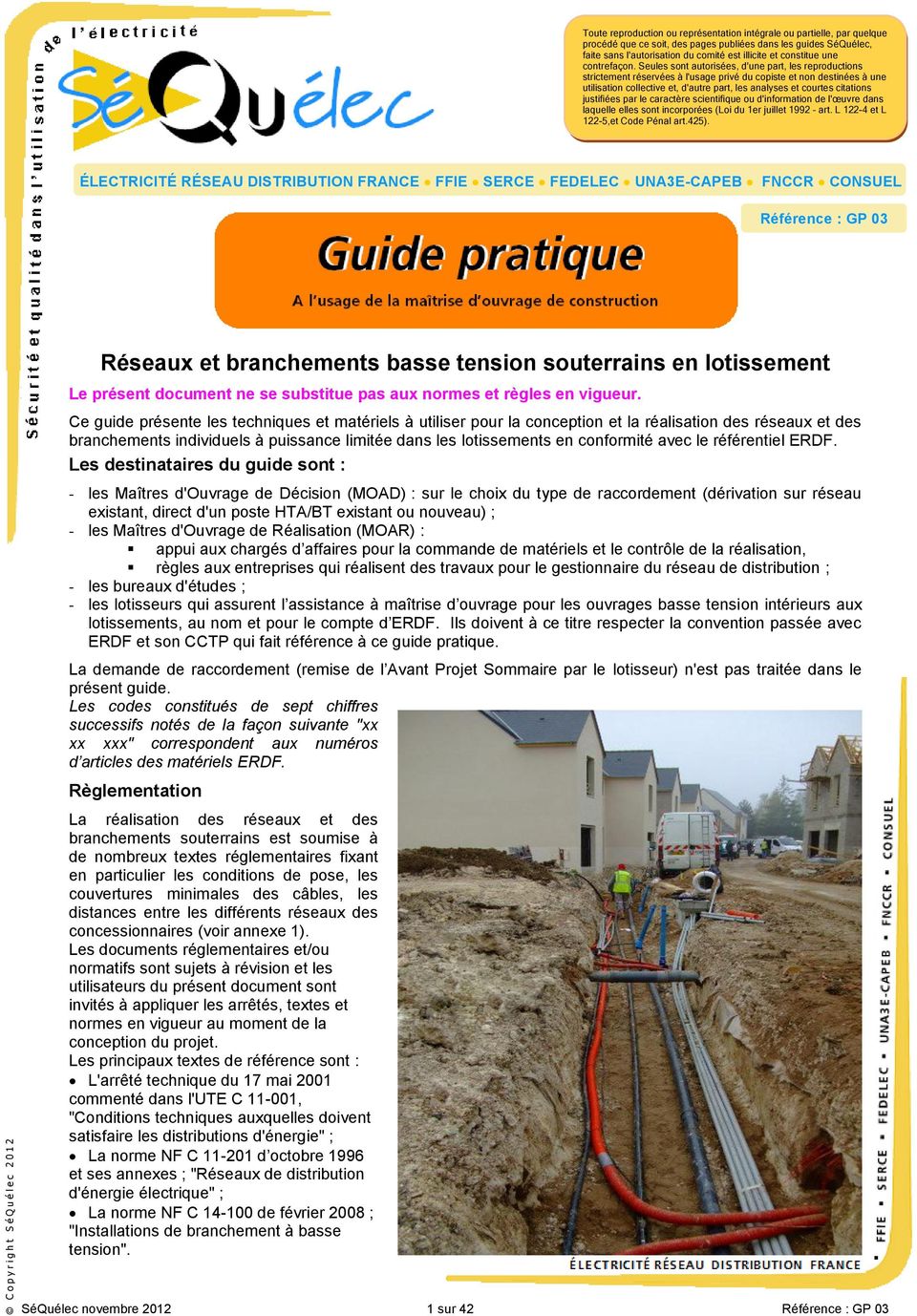 Réseaux et branchements basse tension souterrains en lotissement - PDF Free  Download