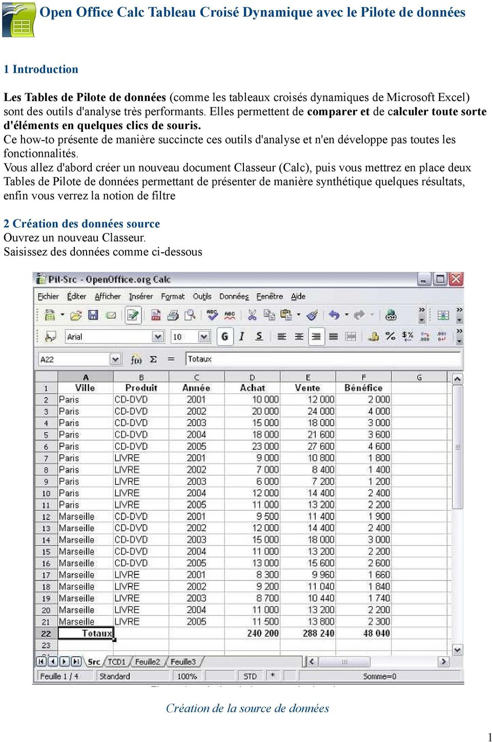 Open Office Calc Tableau Croise Dynamique Avec Le Pilote De Donnees Pdf Free Download