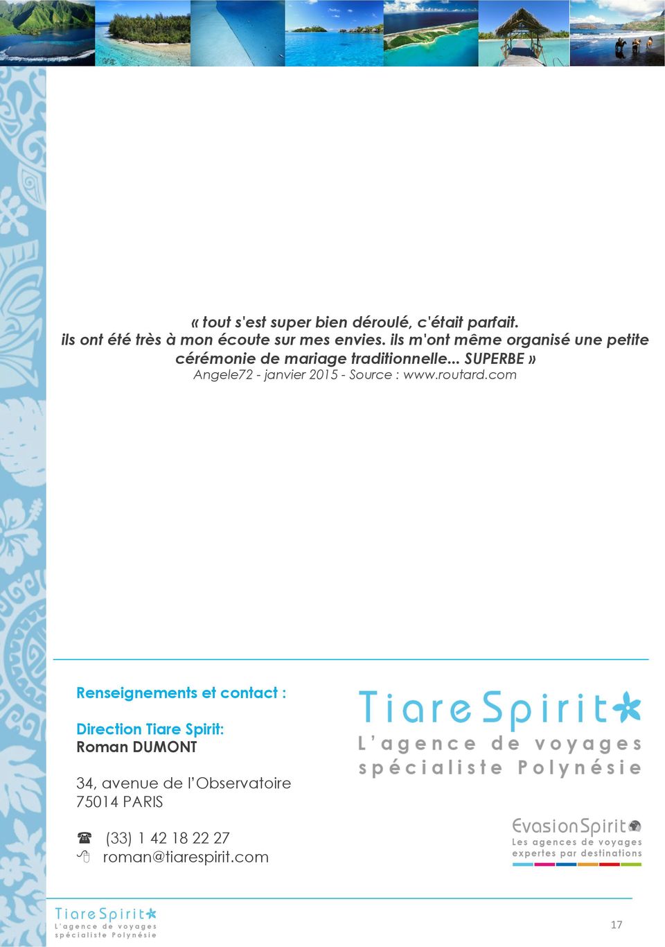 Présentation de l Agence de Voyages Tiare Spirit - PDF Free Download