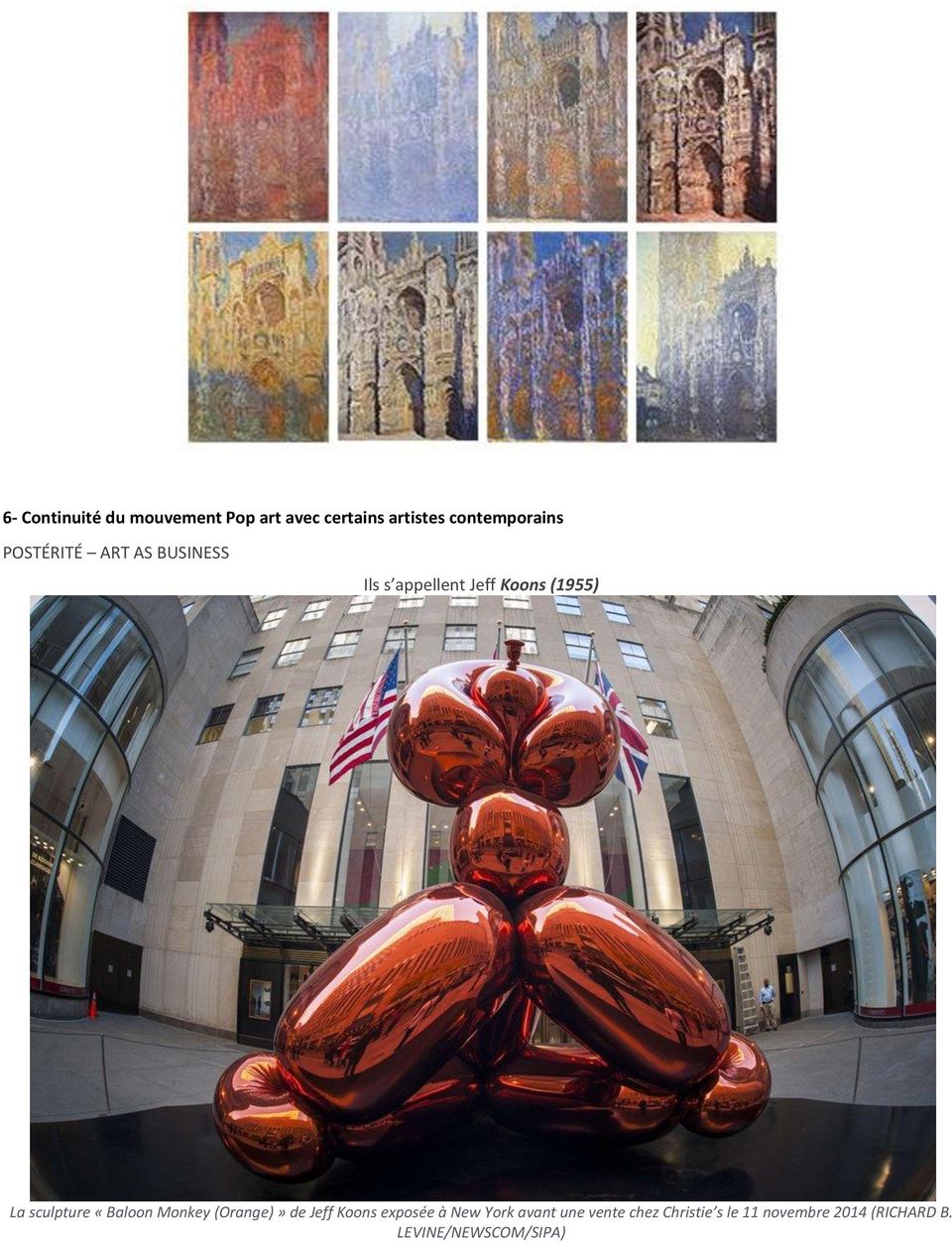 sculpture «Baloon Monkey (Orange)» de Jeff Koons exposée à New York