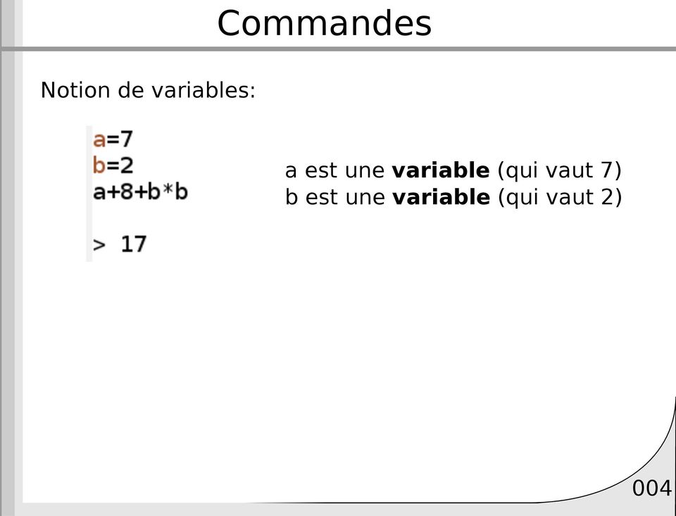 variable (qui vaut 7) b