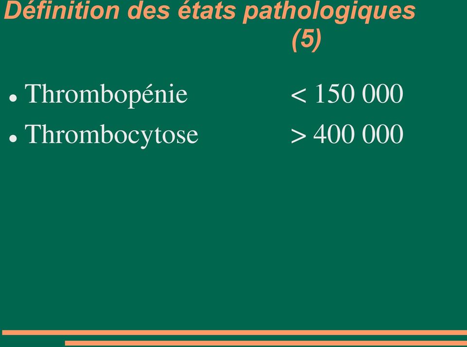 Thrombopénie < 150