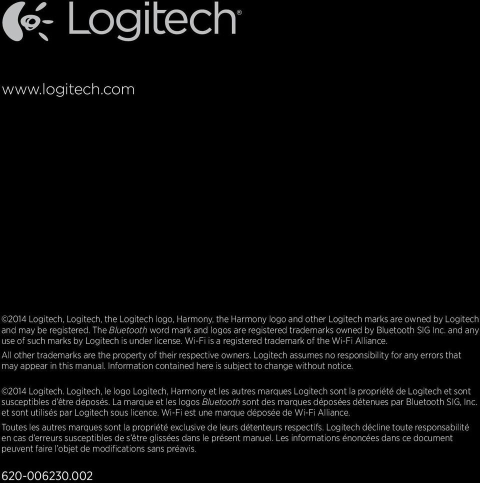 All other trademarks are the property of their respective owners. Logitech assumes no responsibility for any errors that may appear in this manual.