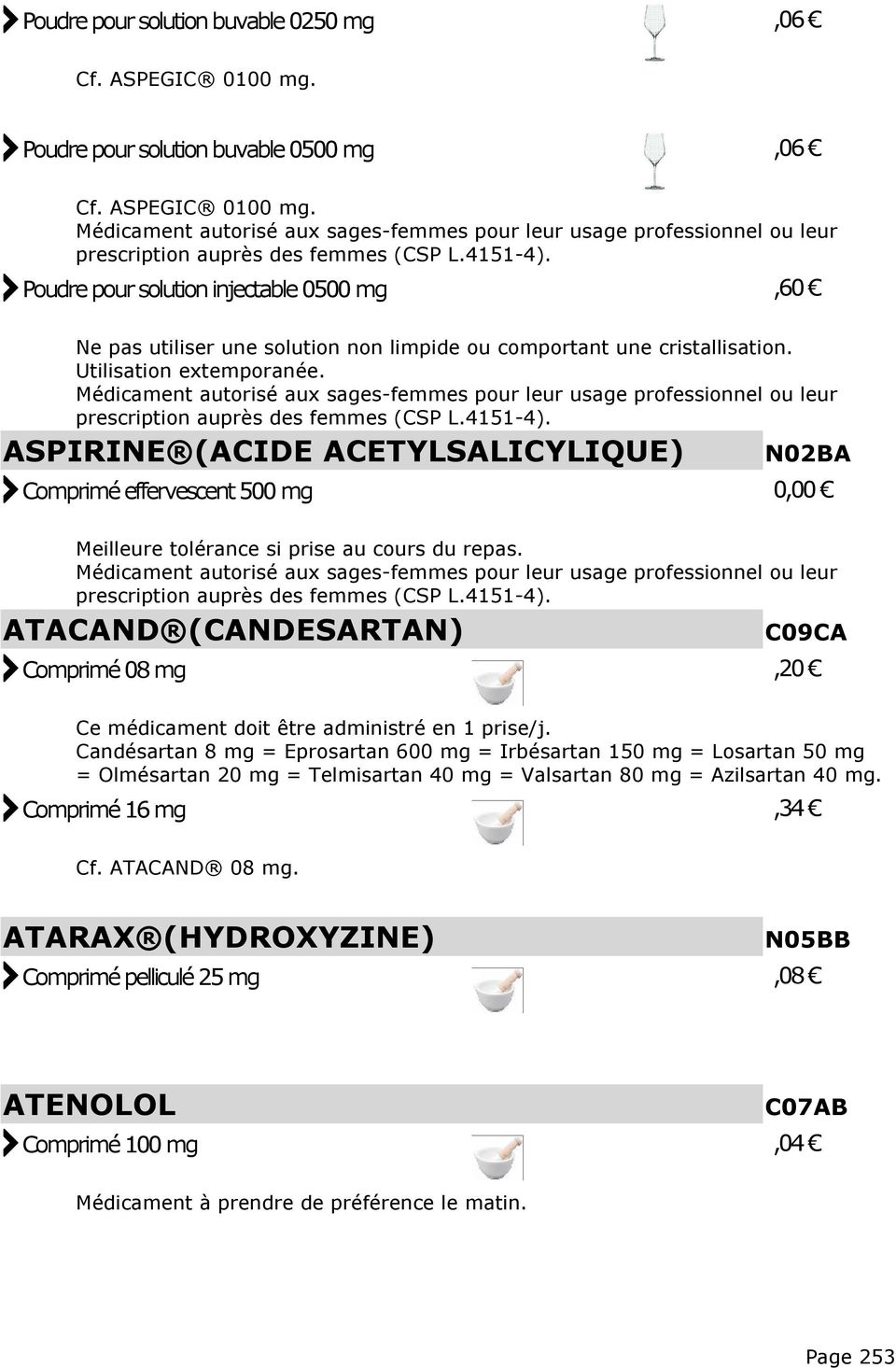 ATACAND (CANDESARTAN) C09CA Comprimé 08 mg,20 Ce médicament doit être administré en 1 prise/j.