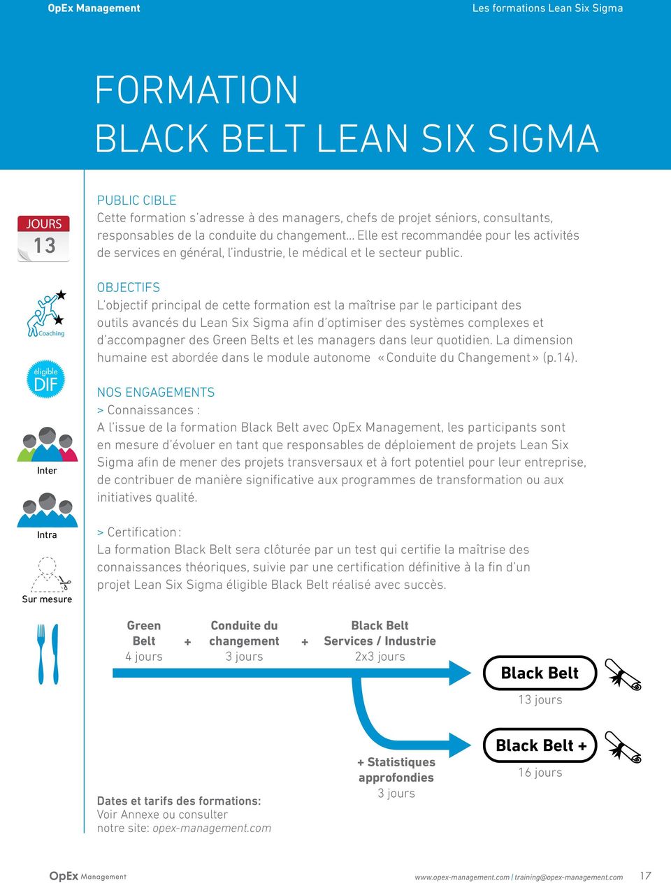 Objectifs L objectif principal de cette formation est la maîtrise par le participant des outils avancés du Lean Six Sigma afin d optimiser des systèmes complexes et d accompagner des Green Belts et
