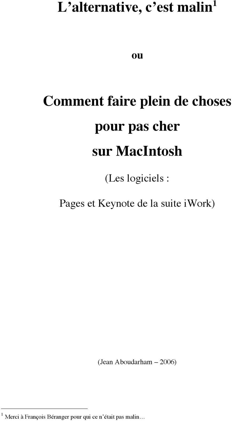 Pages et Keynote de la suite iwork) (Jean Aboudarham