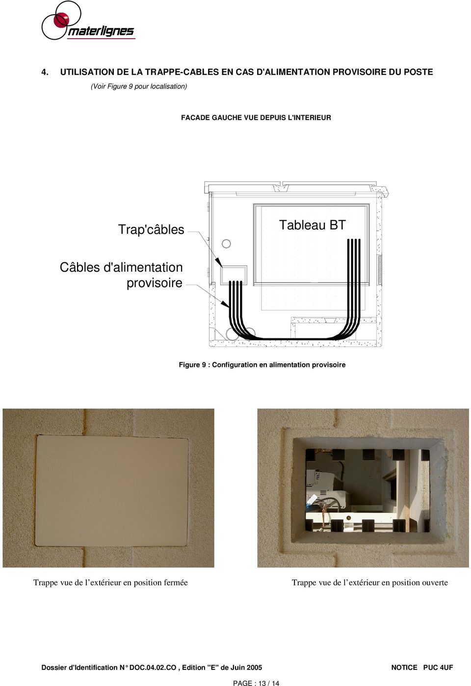 d'alimentation provisoire Figure 9 : Configuration en alimentation provisoire Trappe vue