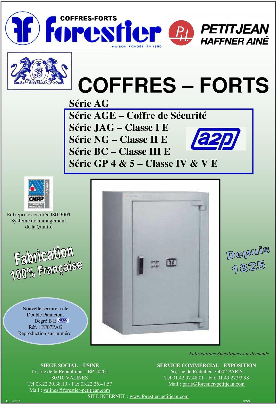 Coffres-forts Série 800 Europe – Classe III, IV et V