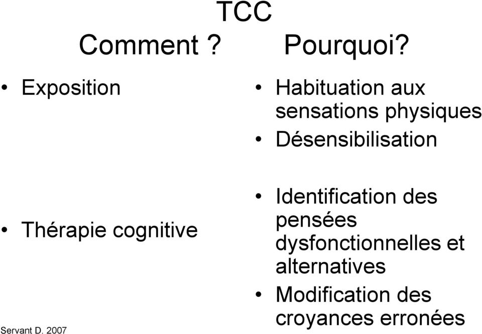 Désensibilisation Thérapie cognitive Servant D.