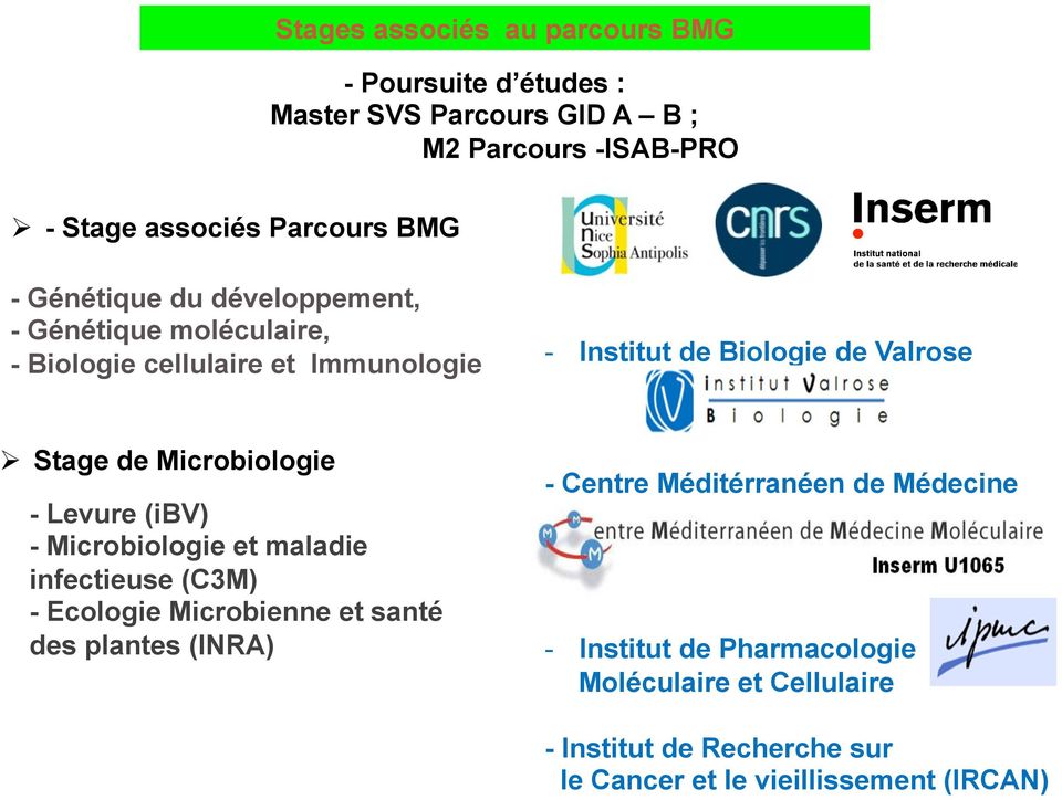 Microbiologie - Levure (ibv) - Microbiologie et maladie infectieuse (C3M) - Ecologie Microbienne et santé des plantes (INRA) - Centre