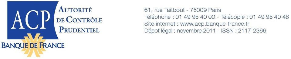 Site internet : www.acp.banque-france.