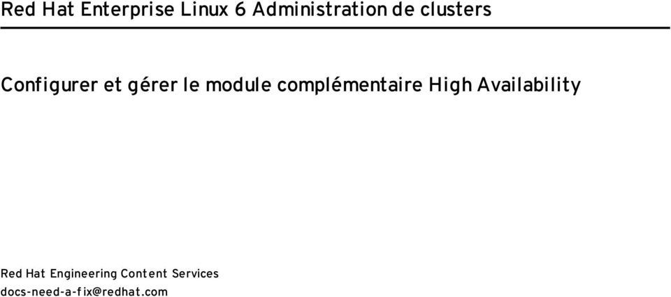 complémentaire High Availability Red Hat