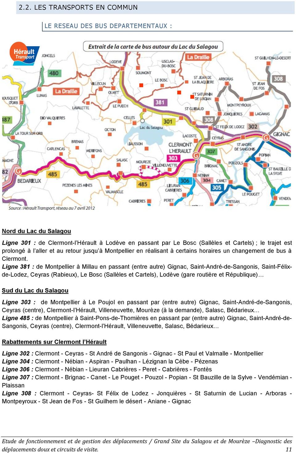 Ligne 381 : de Montpellier à Millau en passant (entre autre) Gignac, Saint-André-de-Sangonis, Saint-Félixde-Lodez, Ceyras (Rabieux), Le Bosc (Sallèles et Cartels), Lodève (gare routière et