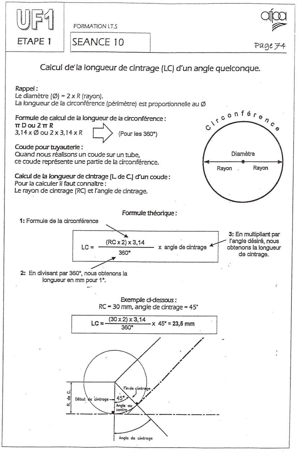 afr:p g;:.- SEANCE 10 ETAPE l Calcul de' la longueur de cintrage (Le) d'un  angle quelconque. Le x - 1 mm - PDF Free Download