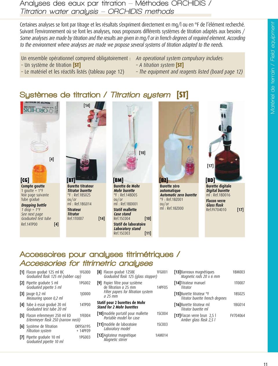french degrees of required element. According to the environment where analyses are made we propose several systems of titration adapted to the needs.