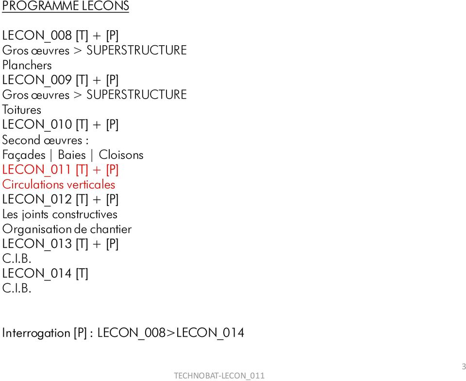 LECON_011 [T] + [P] Circulations verticales LECON_012 [T] + [P] Les joints constructives