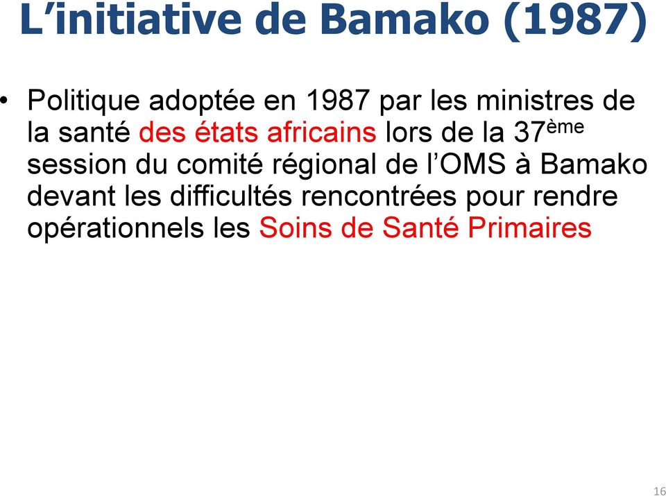 session du comité régional de l OMS à Bamako devant les