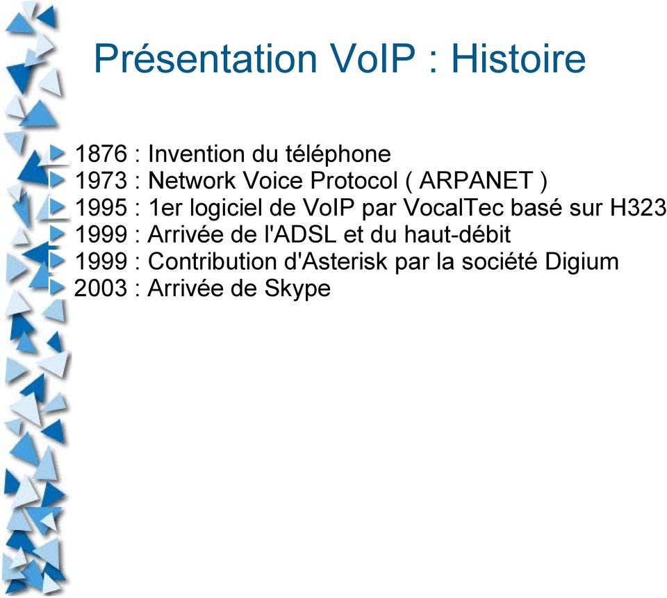 VocalTec basé sur H323 1999 : Arrivée de l'adsl et du haut-débit