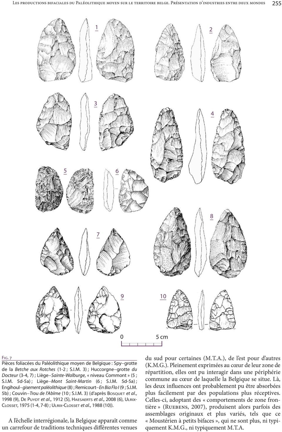 I.M. 5d-5a) ; Engihoul gisement paléolithique (8) ; Remicourt En Bia Flo I (9 ; S.I.M. 5b) ; Couvin Trou de l Abîme (10 ; S.I.M. 3) (d après BOSQUET et al., 1998 (9), DE PUYDT et al.