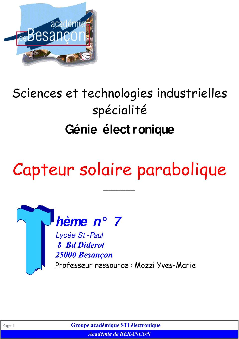 parabolique hème n 7 Lycée St-aul 8 Bd Diderot