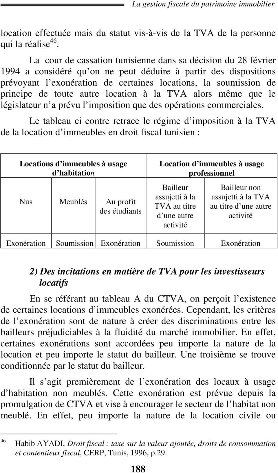 principe de toute autre location à la TVA alors même que le législateur n a prévu l imposition que des opérations commerciales.